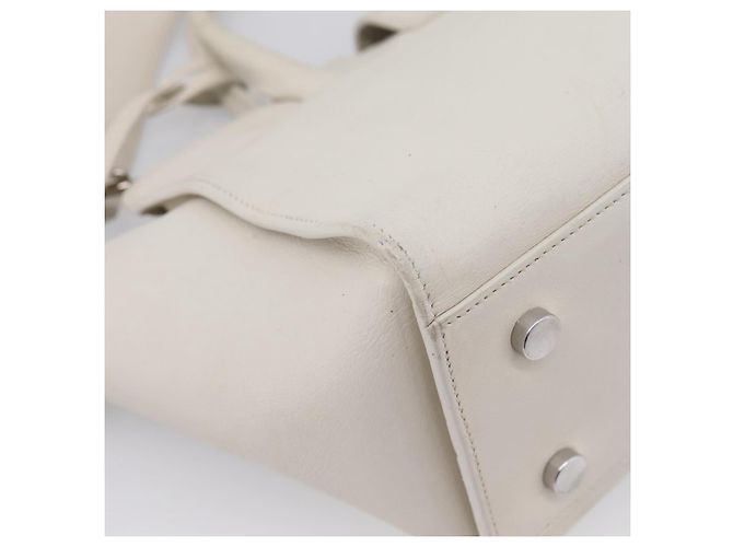 Autre Marque Saint Laurent Leather Baby Cabas Hand Bag 2way White Silver - vista 19