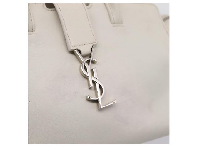 Autre Marque Saint Laurent Leather Baby Cabas Hand Bag 2way White Silver - vista 20
