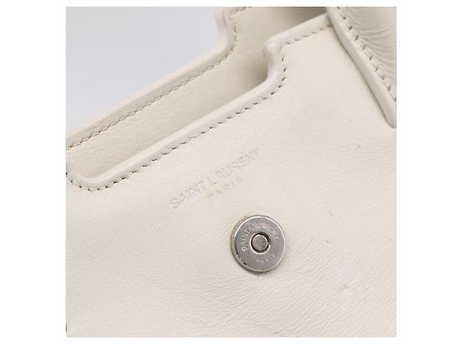 Autre Marque Saint Laurent Leather Baby Cabas Hand Bag 2way White Silver - vista 22