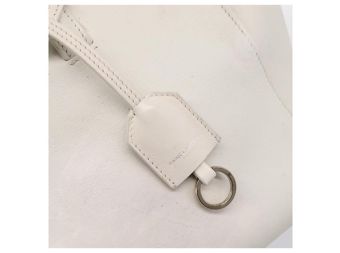 Autre Marque Saint Laurent Leather Baby Cabas Hand Bag 2way White Silver - vista 23
