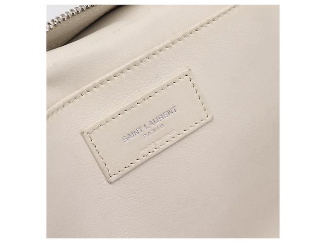 Autre Marque Saint Laurent Leather Baby Cabas Hand Bag 2way White Silver - vista 24