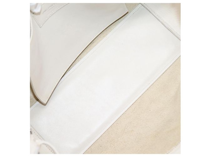 Autre Marque Saint Laurent Leather Baby Cabas Hand Bag 2way White Silver - vista 25