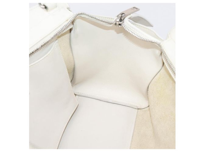 Autre Marque Saint Laurent Leather Baby Cabas Hand Bag 2way White Silver - vista 26