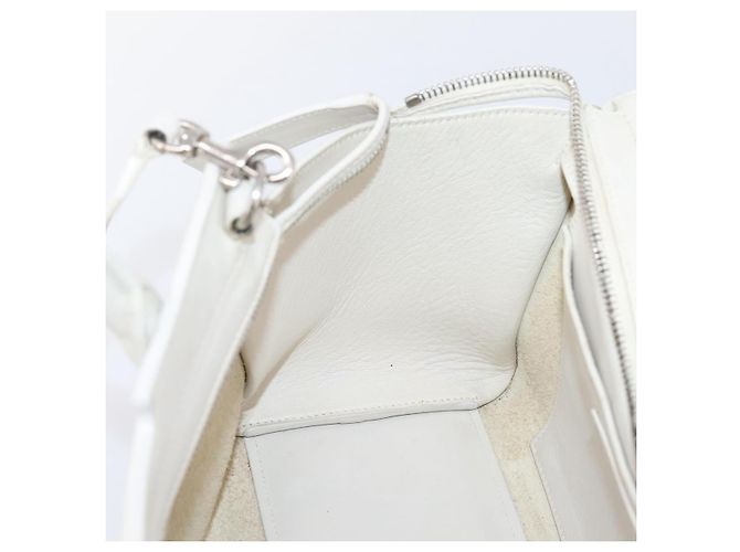 Autre Marque Saint Laurent Leather Baby Cabas Hand Bag 2way White Silver - vista 27