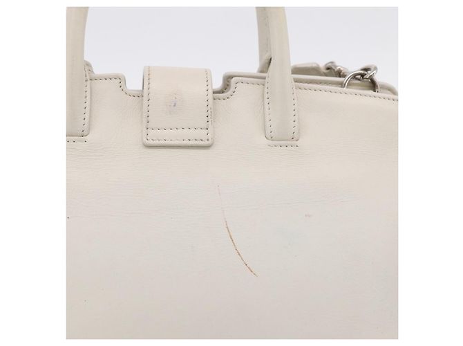 Autre Marque Saint Laurent Leather Baby Cabas Hand Bag 2way White Silver - vista 4