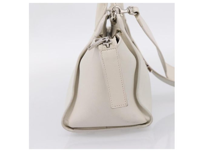 Autre Marque Saint Laurent Leather Baby Cabas Hand Bag 2way White Silver - vista 5