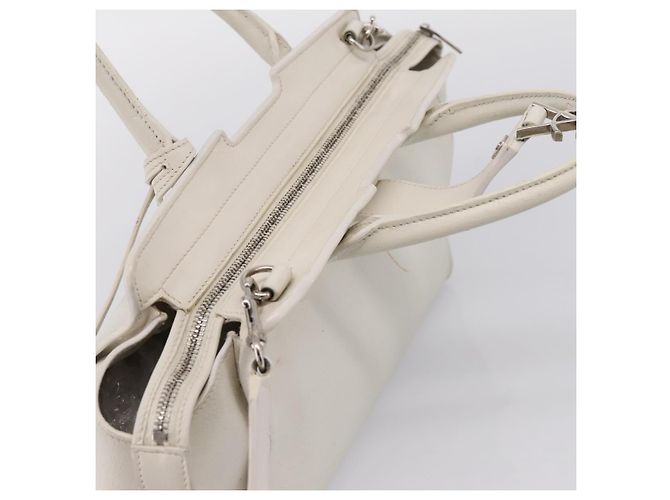 Autre Marque Saint Laurent Leather Baby Cabas Hand Bag 2way White Silver - vista 7