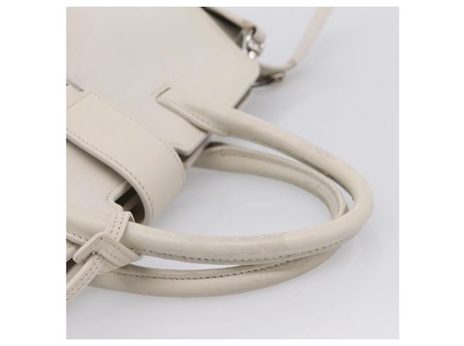 Autre Marque Saint Laurent Leather Baby Cabas Hand Bag 2way White Silver - vista 8