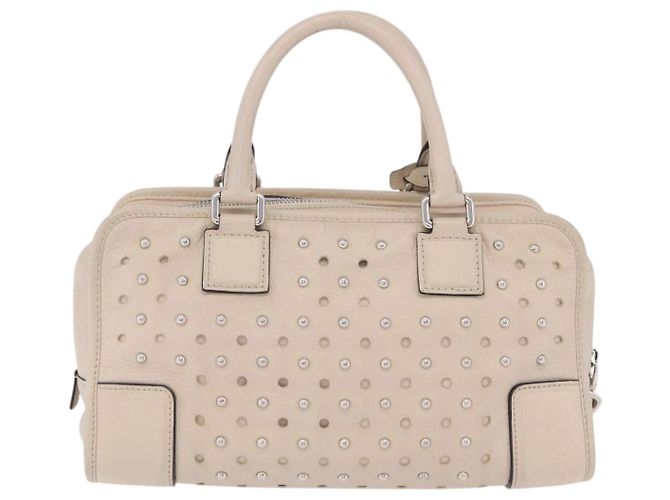 LOEWE Anagram Amazona 28 Hand Bag Leather Ivory Silver - vista 2