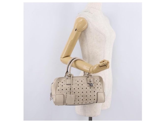 LOEWE Anagram Amazona 28 Hand Bag Leather Ivory Silver - vista 27