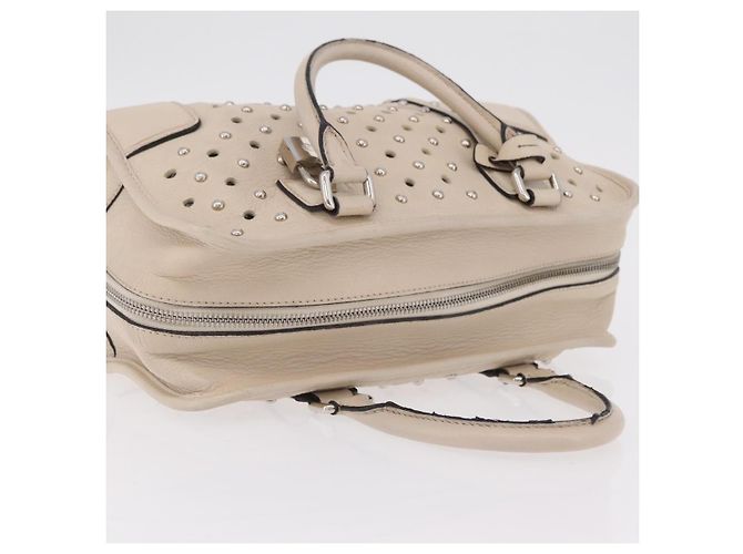 LOEWE Anagram Amazona 28 Hand Bag Leather Ivory Silver - vista 6
