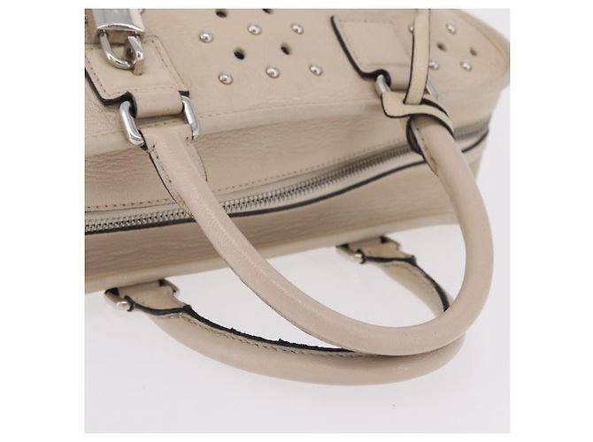LOEWE Anagram Amazona 28 Hand Bag Leather Ivory Silver - vista 7