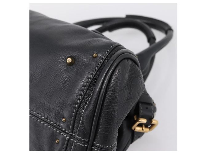 Chloé Chloe Paddington Hand Bag Leather Black Gold - vista 10