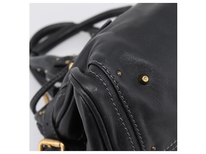 Chloé Chloe Paddington Hand Bag Leather Black Gold - vista 13
