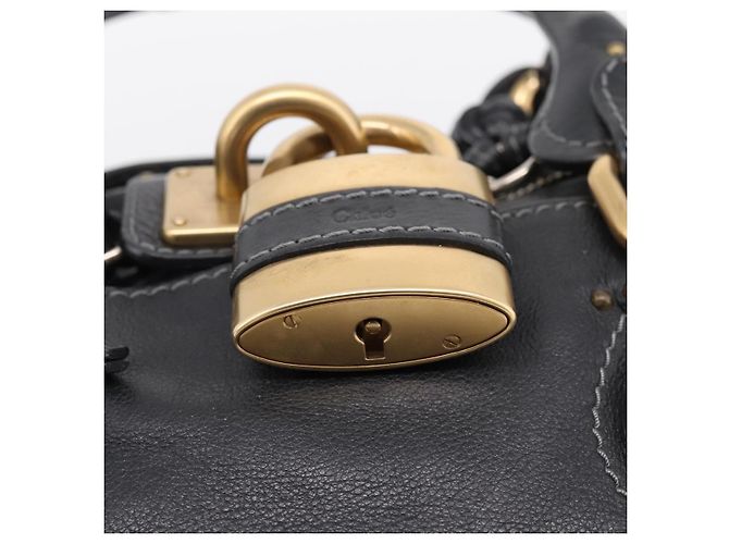 Chloé Chloe Paddington Hand Bag Leather Black Gold - vista 16