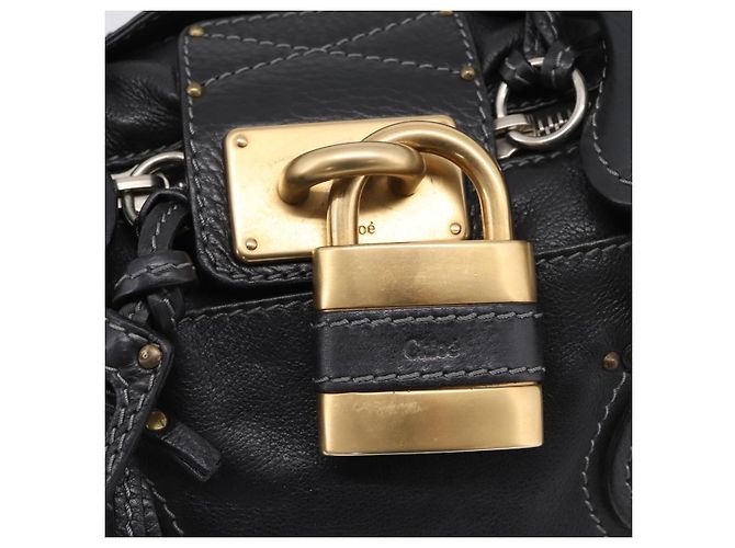 Chloé Chloe Paddington Hand Bag Leather Black Gold - vista 17