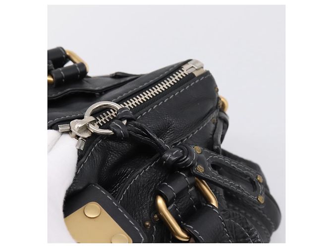 Chloé Chloe Paddington Hand Bag Leather Black Gold - vista 19
