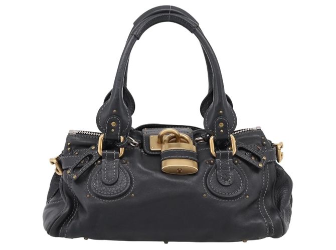 Chloé Chloe Paddington Hand Bag Leather Black Gold - vista 2