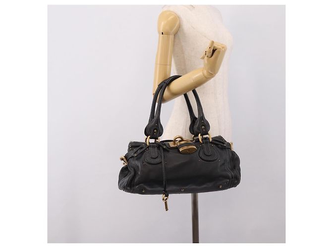 Chloé Chloe Paddington Hand Bag Leather Black Gold - vista 28