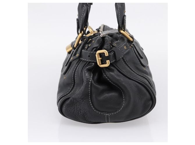 Chloé Chloe Paddington Hand Bag Leather Black Gold - vista 5