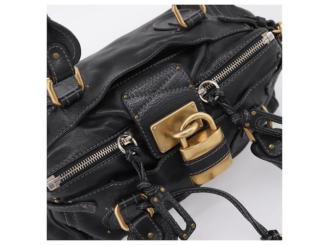 Chloé Chloe Paddington Hand Bag Leather Black Gold - vista 6