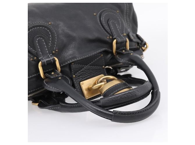 Chloé Chloe Paddington Hand Bag Leather Black Gold - vista 7