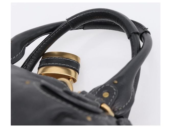 Chloé Chloe Paddington Hand Bag Leather Black Gold - vista 8