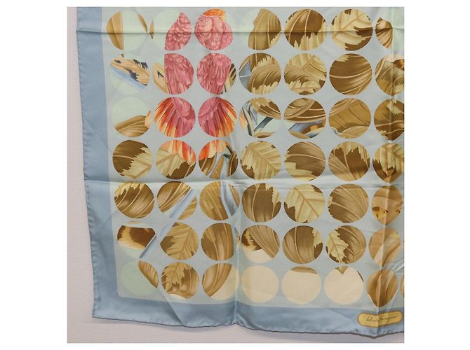 Salvatore Ferragamo Cartier Scarf Silk 2 Set Light Blue - vista 13