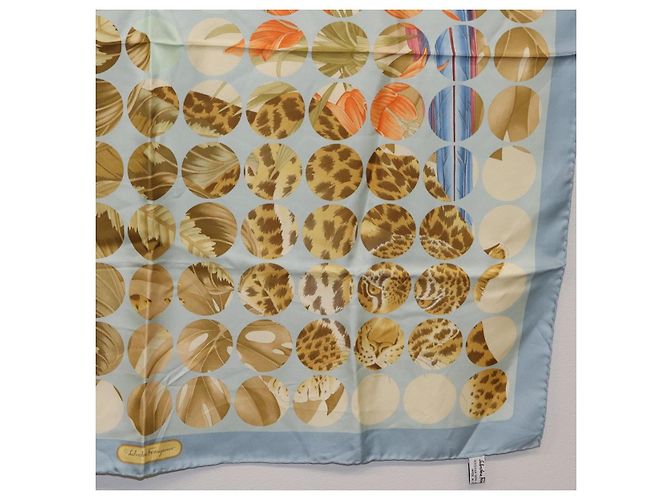 Salvatore Ferragamo Cartier Scarf Silk 2 Set Light Blue - vista 14