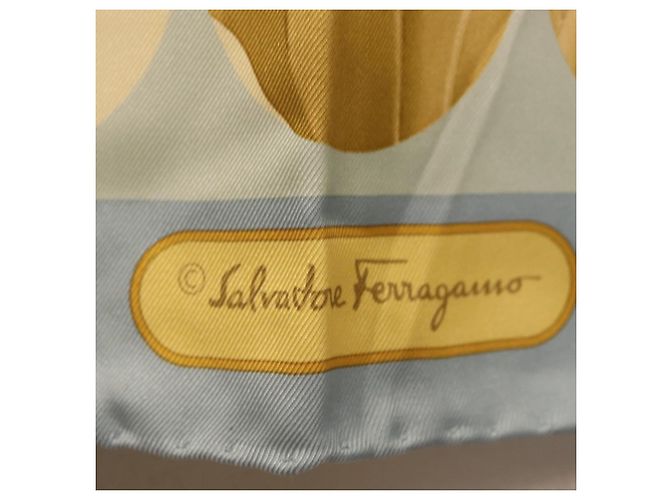 Salvatore Ferragamo Cartier Scarf Silk 2 Set Light Blue - vista 15