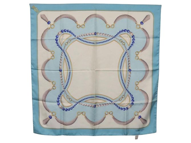 Salvatore Ferragamo Cartier Scarf Silk 2 Set Light Blue - vista 2