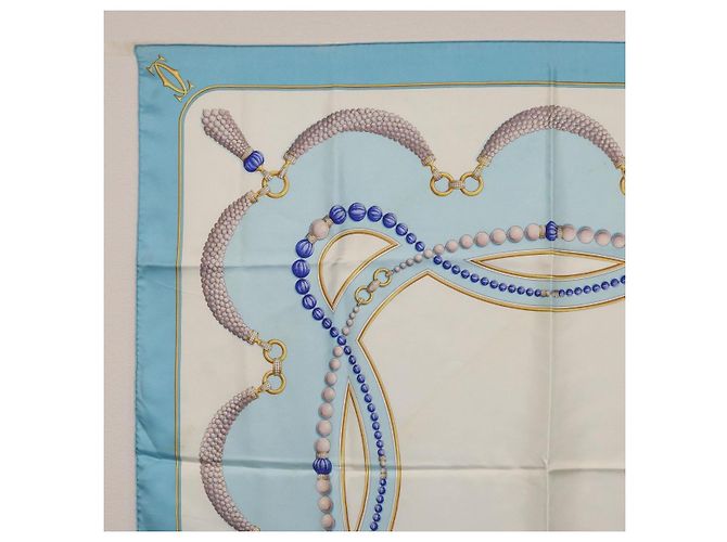 Salvatore Ferragamo Cartier Scarf Silk 2 Set Light Blue - vista 3