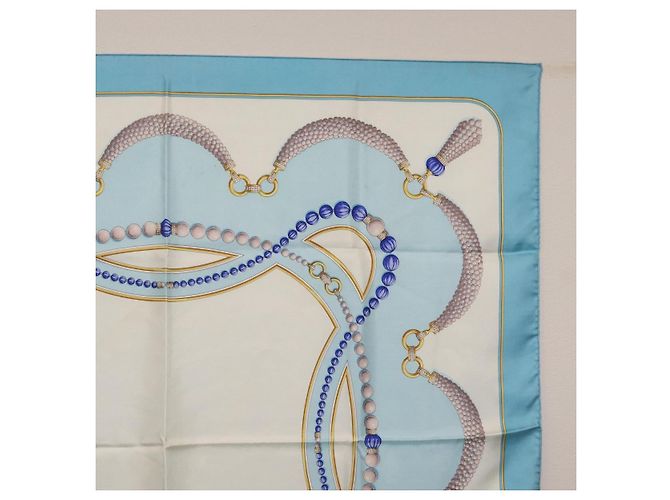 Salvatore Ferragamo Cartier Scarf Silk 2 Set Light Blue - vista 4