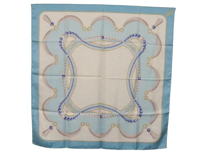 Salvatore Ferragamo Cartier Scarf Silk 2 Set Light Blue - vista 8