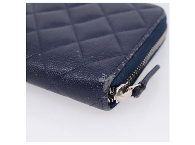 CHANEL Matelasse Long Wallet Caviar Skin Navy Silver CC - vista 10