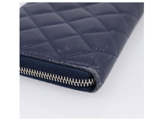 CHANEL Matelasse Long Wallet Caviar Skin Navy Silver CC - vista 11
