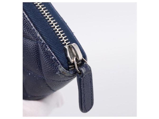 CHANEL Matelasse Long Wallet Caviar Skin Navy Silver CC - vista 12