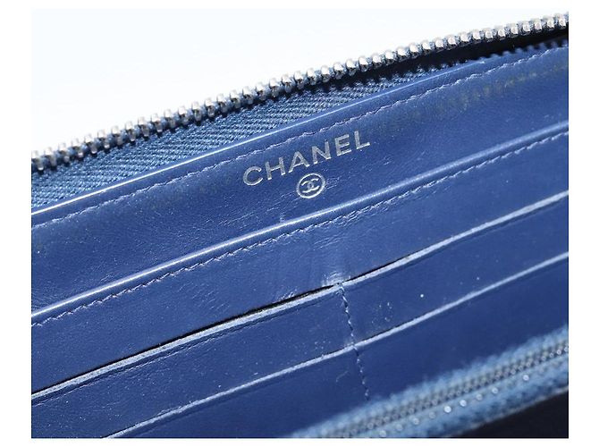 CHANEL Matelasse Long Wallet Caviar Skin Navy Silver CC - vista 14