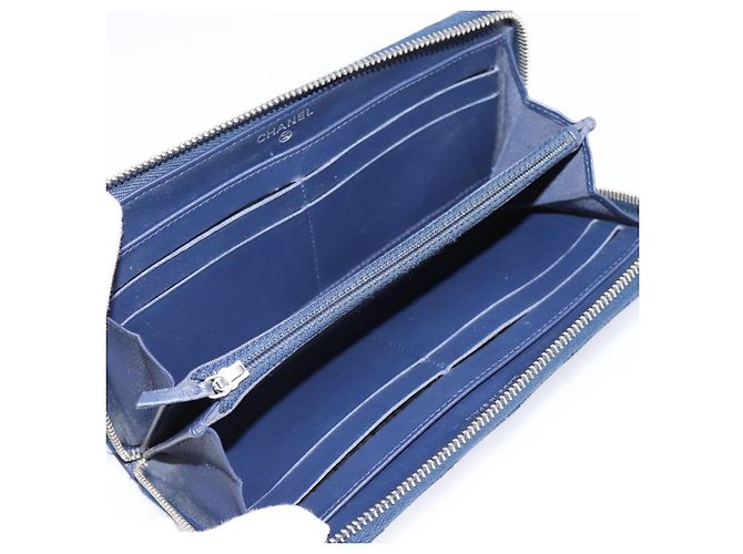 CHANEL Matelasse Long Wallet Caviar Skin Navy Silver CC - vista 15