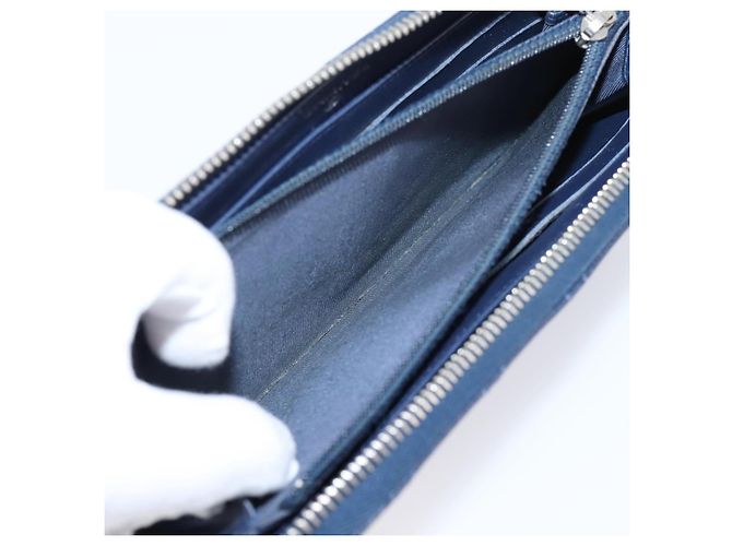 CHANEL Matelasse Long Wallet Caviar Skin Navy Silver CC - vista 19