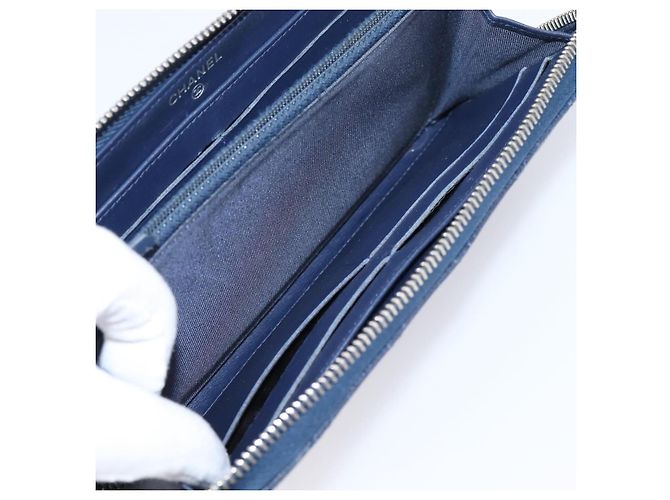 CHANEL Matelasse Long Wallet Caviar Skin Navy Silver CC - vista 20