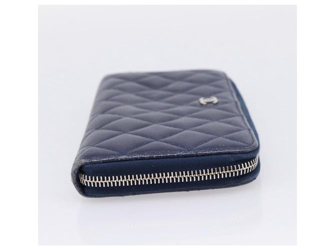 CHANEL Matelasse Long Wallet Caviar Skin Navy Silver CC - vista 5