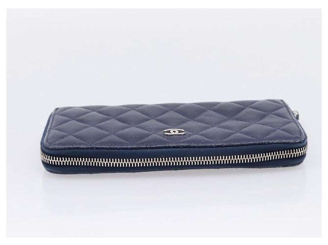 CHANEL Matelasse Long Wallet Caviar Skin Navy Silver CC - vista 6