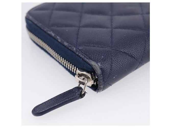 CHANEL Matelasse Long Wallet Caviar Skin Navy Silver CC - vista 9