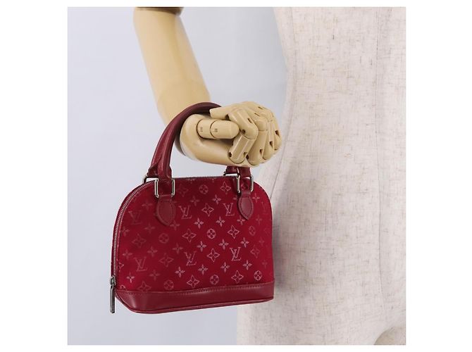 LOUIS VUITTON Monogram Satin Little Alma Hand Bag Red M92350 LV - vista 22