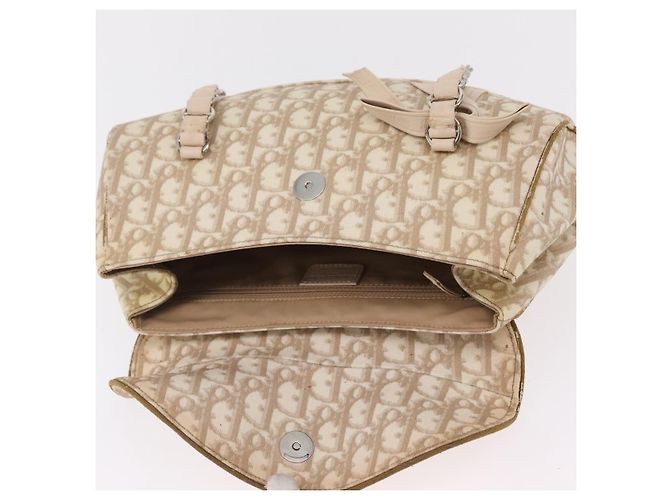 Christian Dior Trotter Canvas Romantic Hand Bag PVC Beige Silver - vista 10