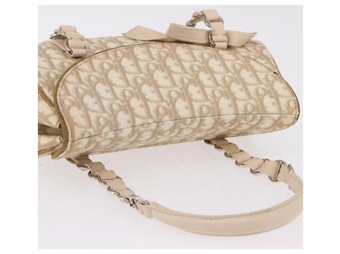 Christian Dior Trotter Canvas Romantic Hand Bag PVC Beige Silver - vista 14