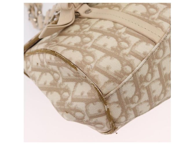 Christian Dior Trotter Canvas Romantic Hand Bag PVC Beige Silver - vista 17