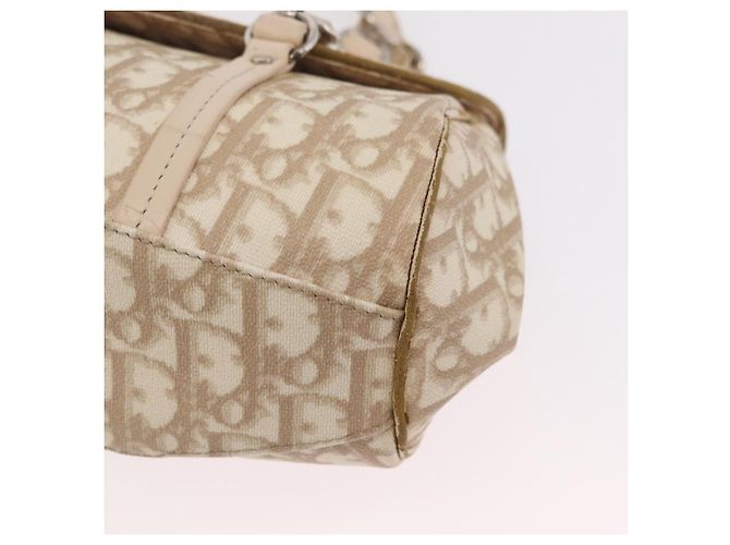 Christian Dior Trotter Canvas Romantic Hand Bag PVC Beige Silver - vista 18
