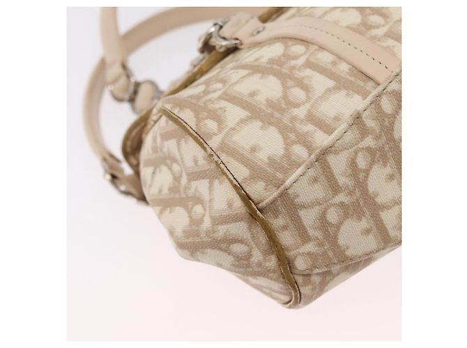 Christian Dior Trotter Canvas Romantic Hand Bag PVC Beige Silver - vista 19
